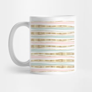 Cute Gold Stripes Doodles Pink Design Mug